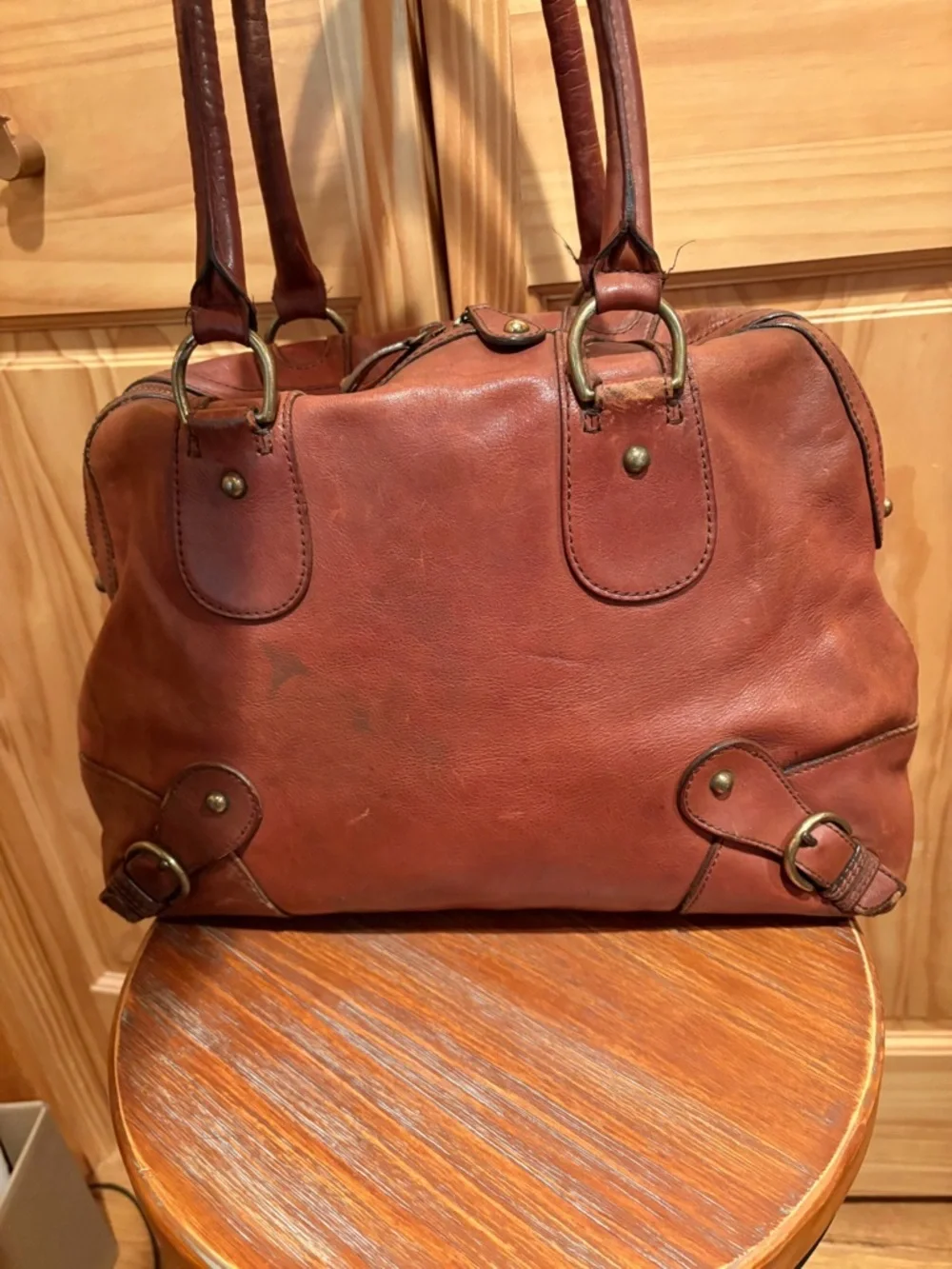 Banana Republic leather bowling-style bag or satchel